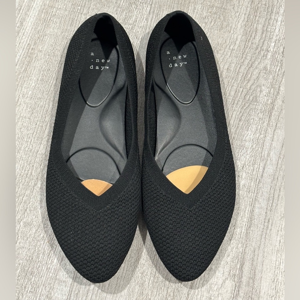 A New Day Textured Black Ballet Flats